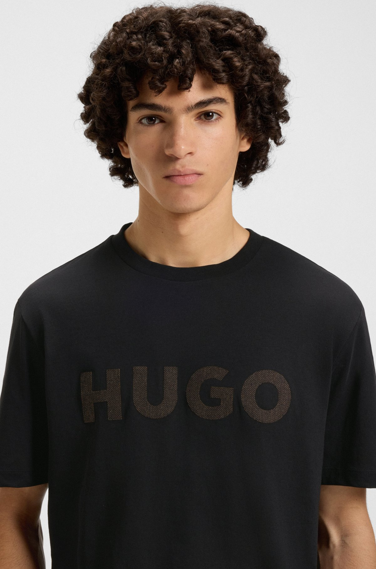 COTTON-JERSEY T-SHIRT WITH HERRINGBONE LOGO - 3