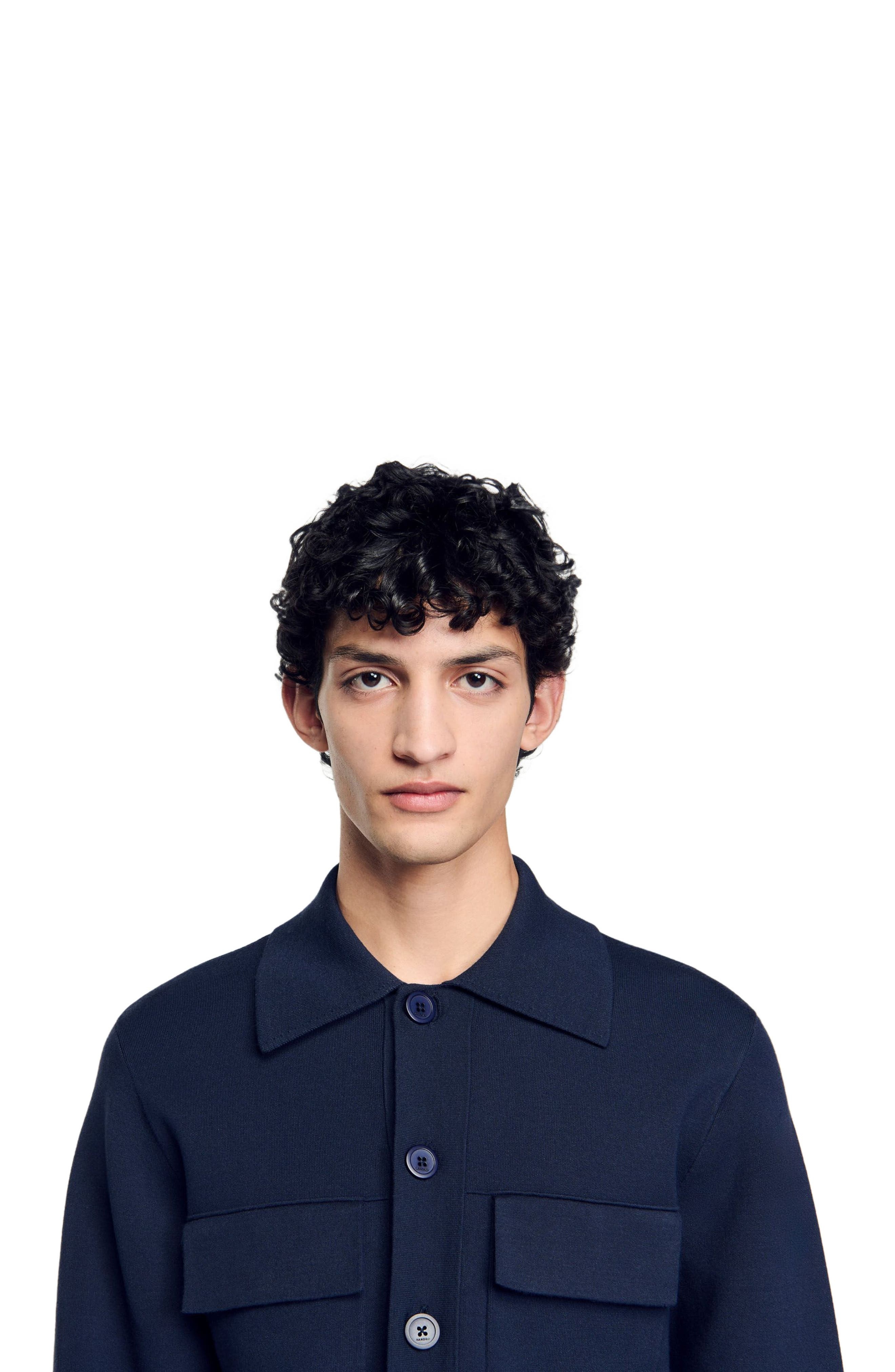 SANDRO Knit jacket in Midnight Blue at Nordstrom - 3