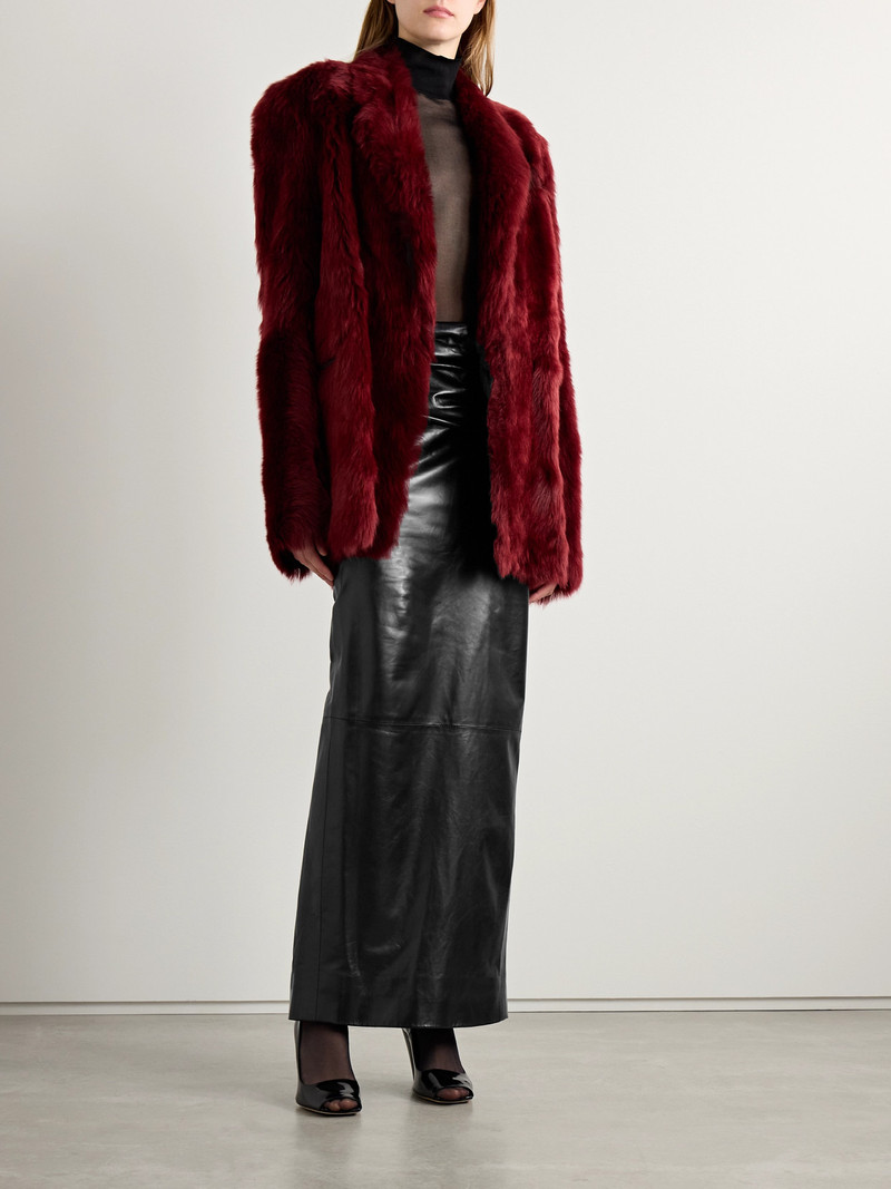 KHAITE Winler Gathered Leather Maxi Skirt outlook