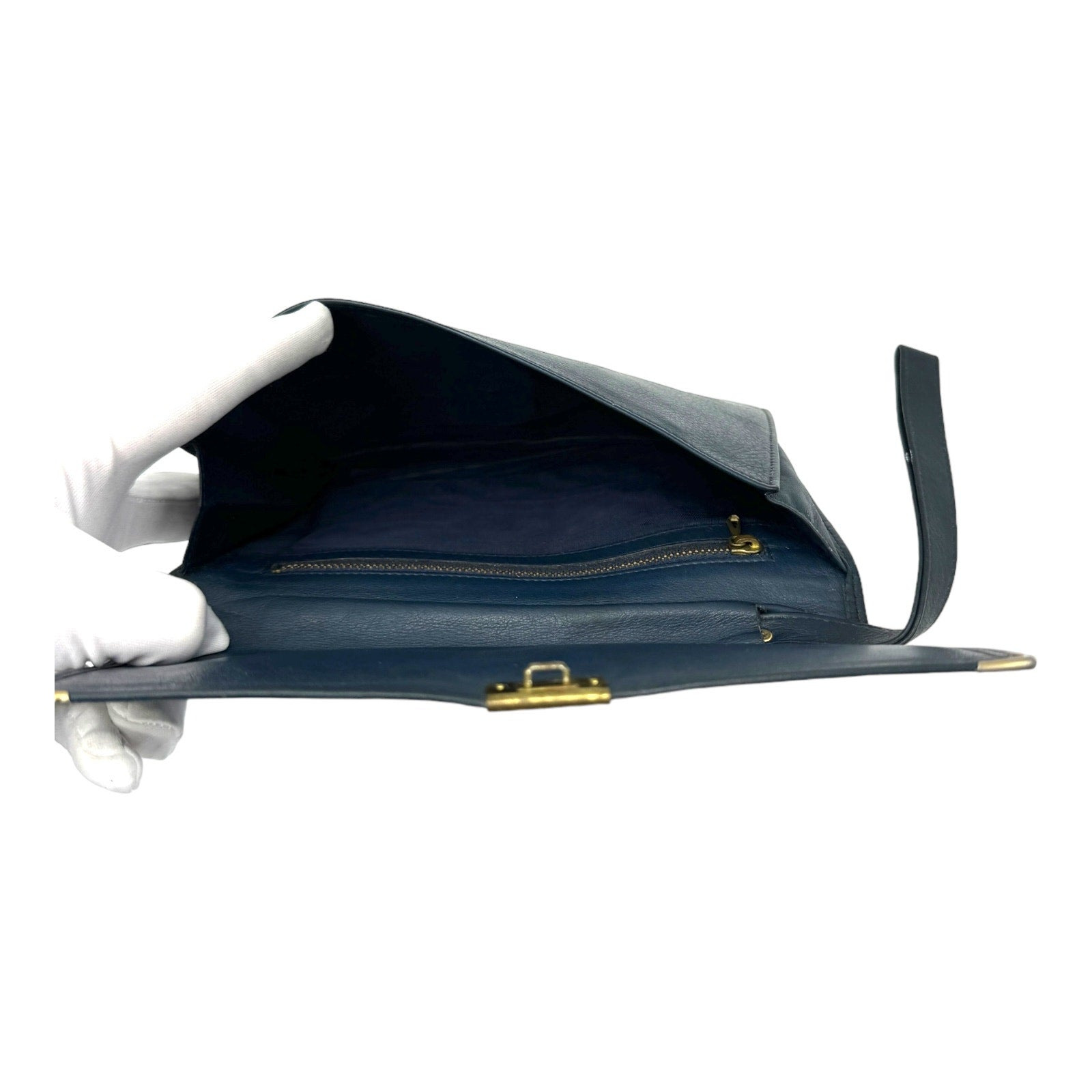 Balenciaga BB Logo Clutch Bag - Navy Leather - 5