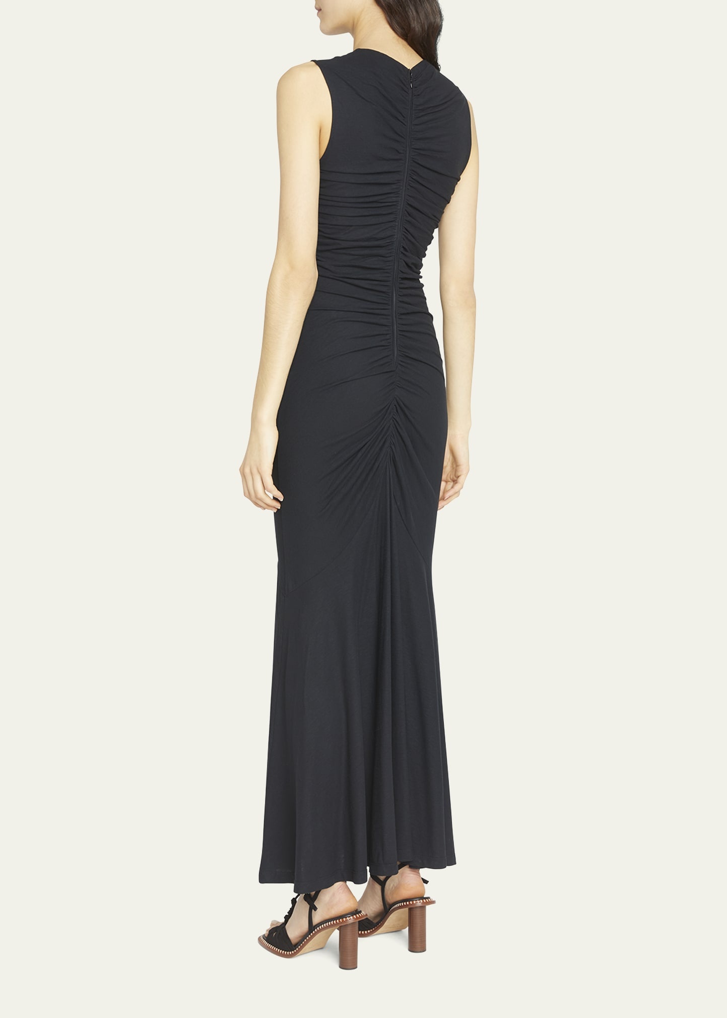 Gwynne Long Sleeveless Ruched Dress with Keyhole - 3