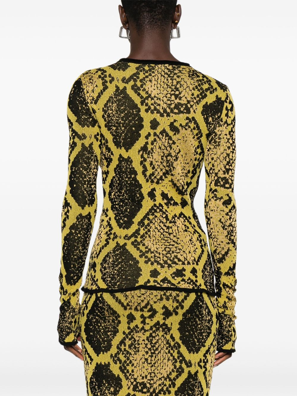 snakeskin-intarsia cardigan - 4