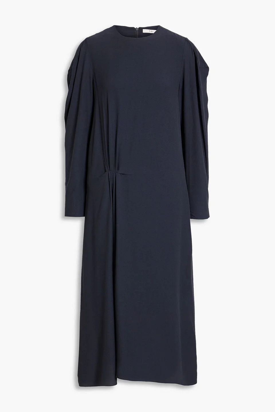 Gathered crepe de chine midi dress - 1