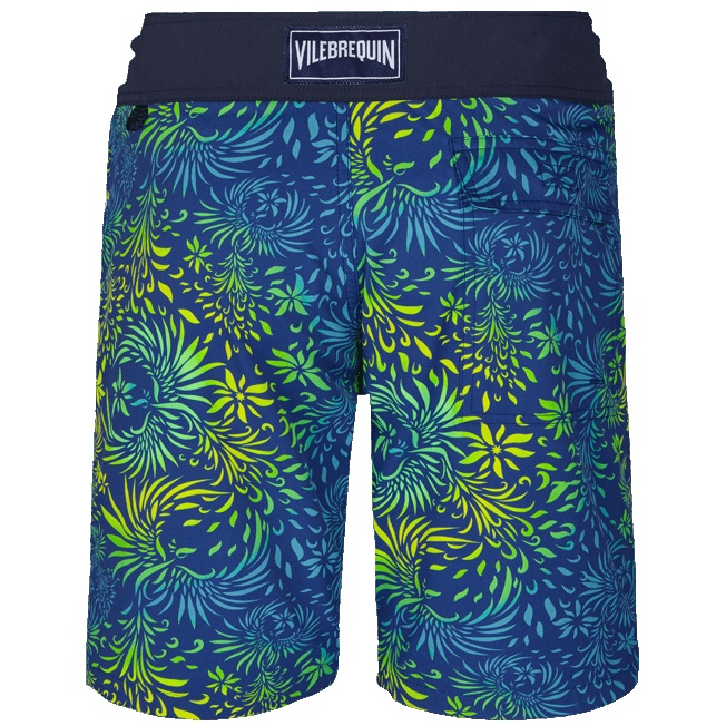 Men Long Flat Belt Swim Trunks Evening Birds - 2