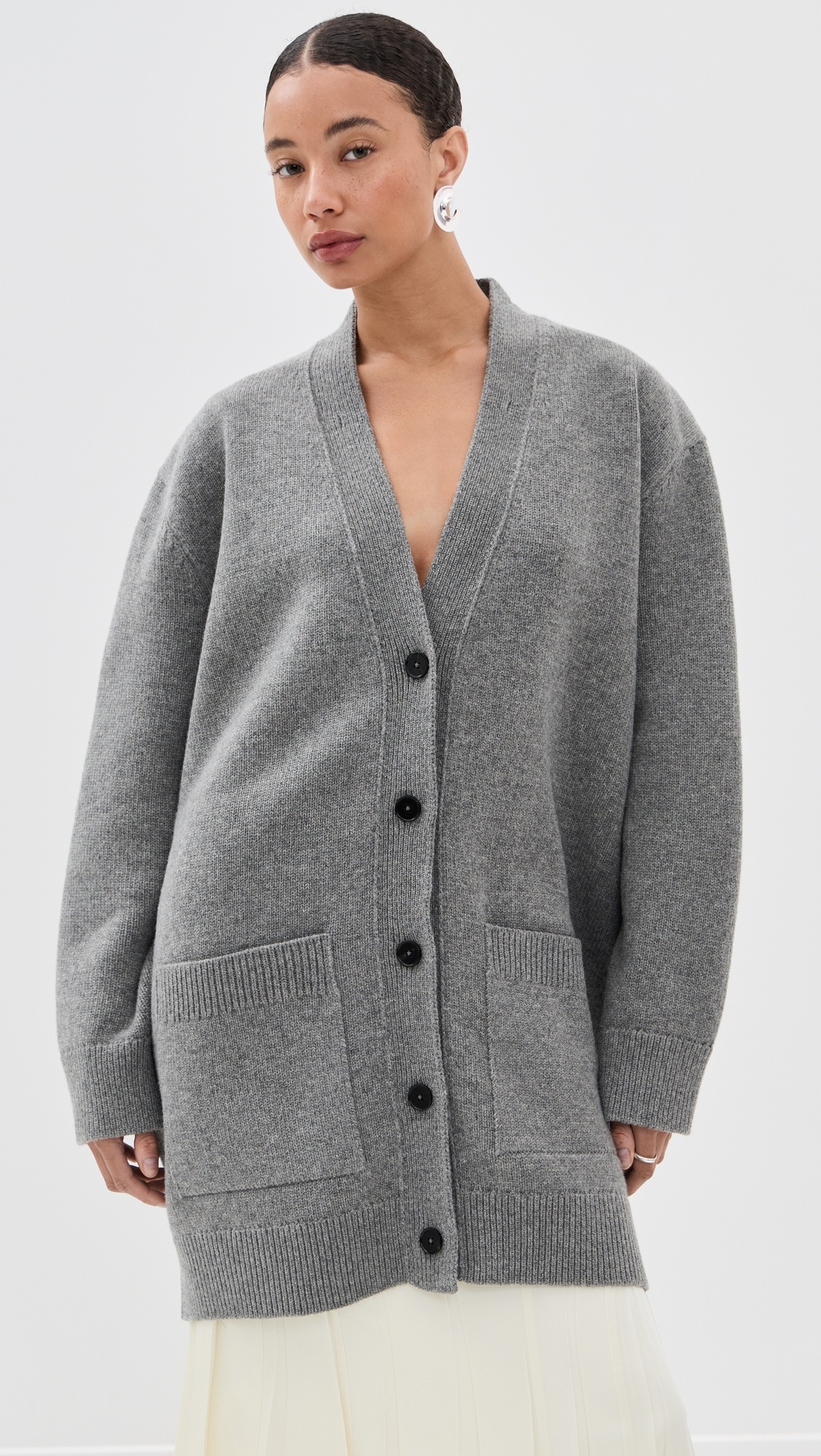 V Neck Mid Length Cardigan - 7