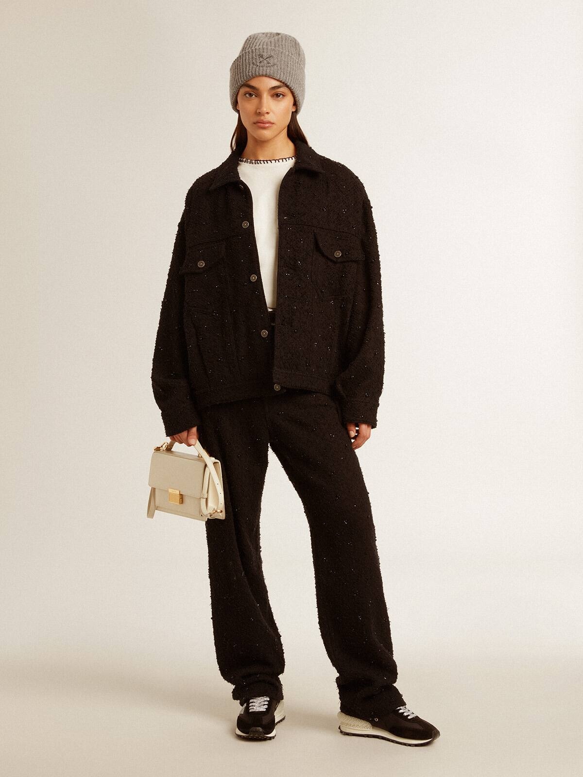 Women’s black denim jacket with embroidery - 3
