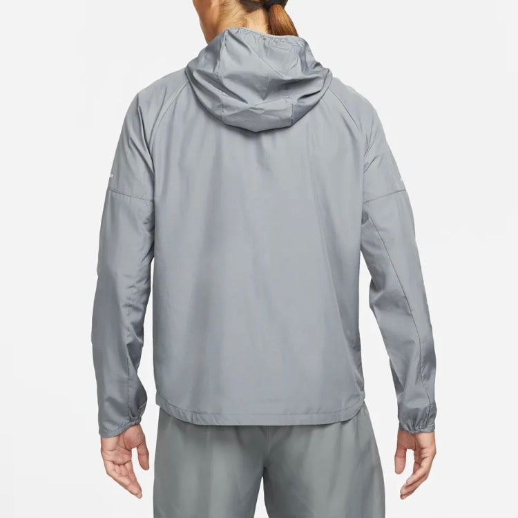 Men's Nike As Nk Rpl Miler Jkt Reflective Logo Printing Woven Sports Hooded Jacket Gray DD4747-084 - 5