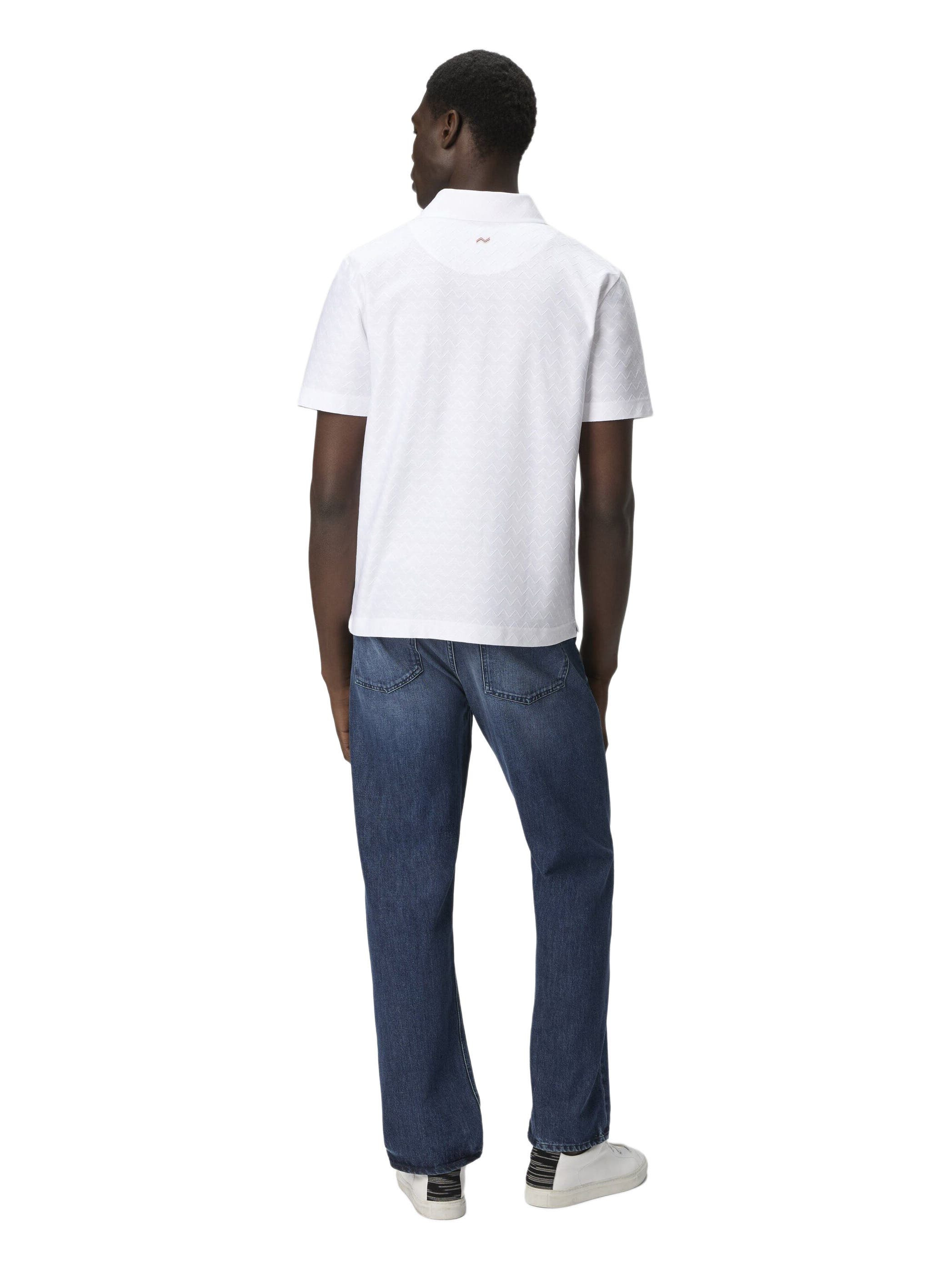 Missoni Tonal Zigzag Cotton Jersey Polo Shirt in White at Nordstrom - 3