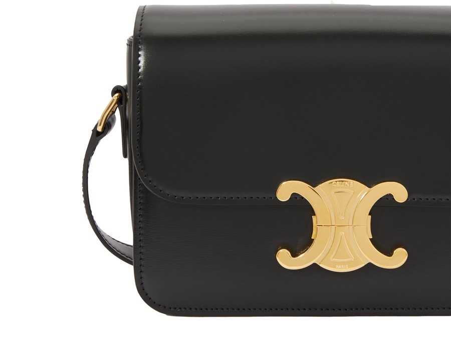 Celine Teen Triomphe Bag Black Shiny Calfskin Leather Crossbody