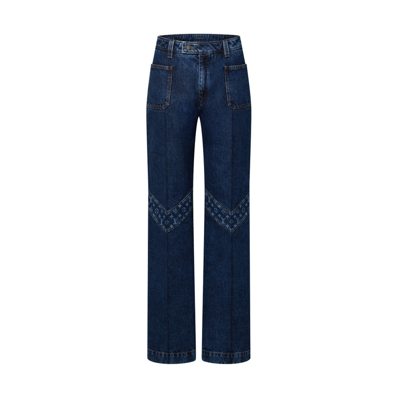 Monogram Accent Raw Denim Jeans 1