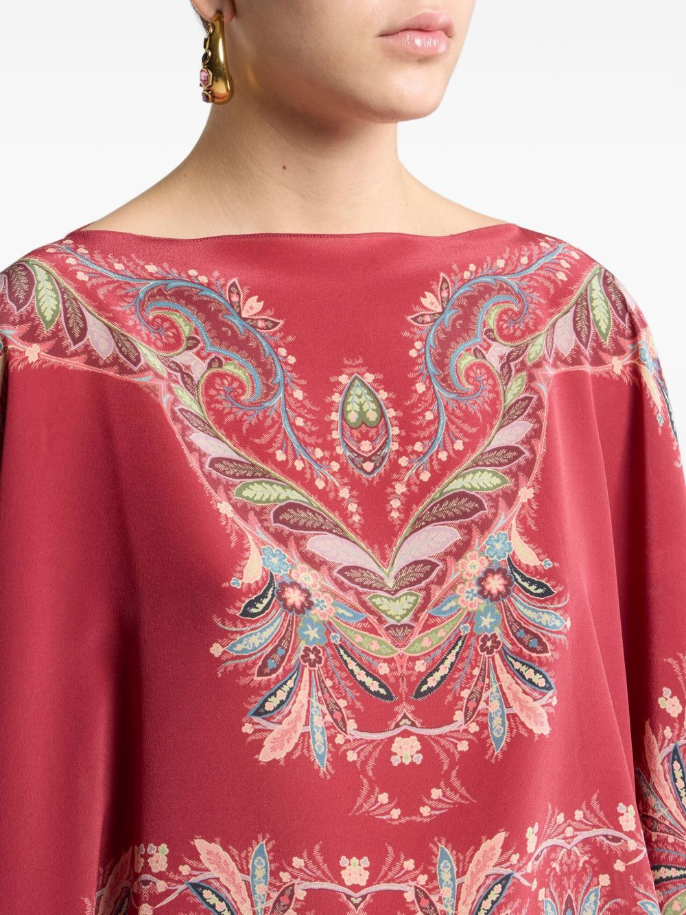 paisley-print asymmetric blouse - 4