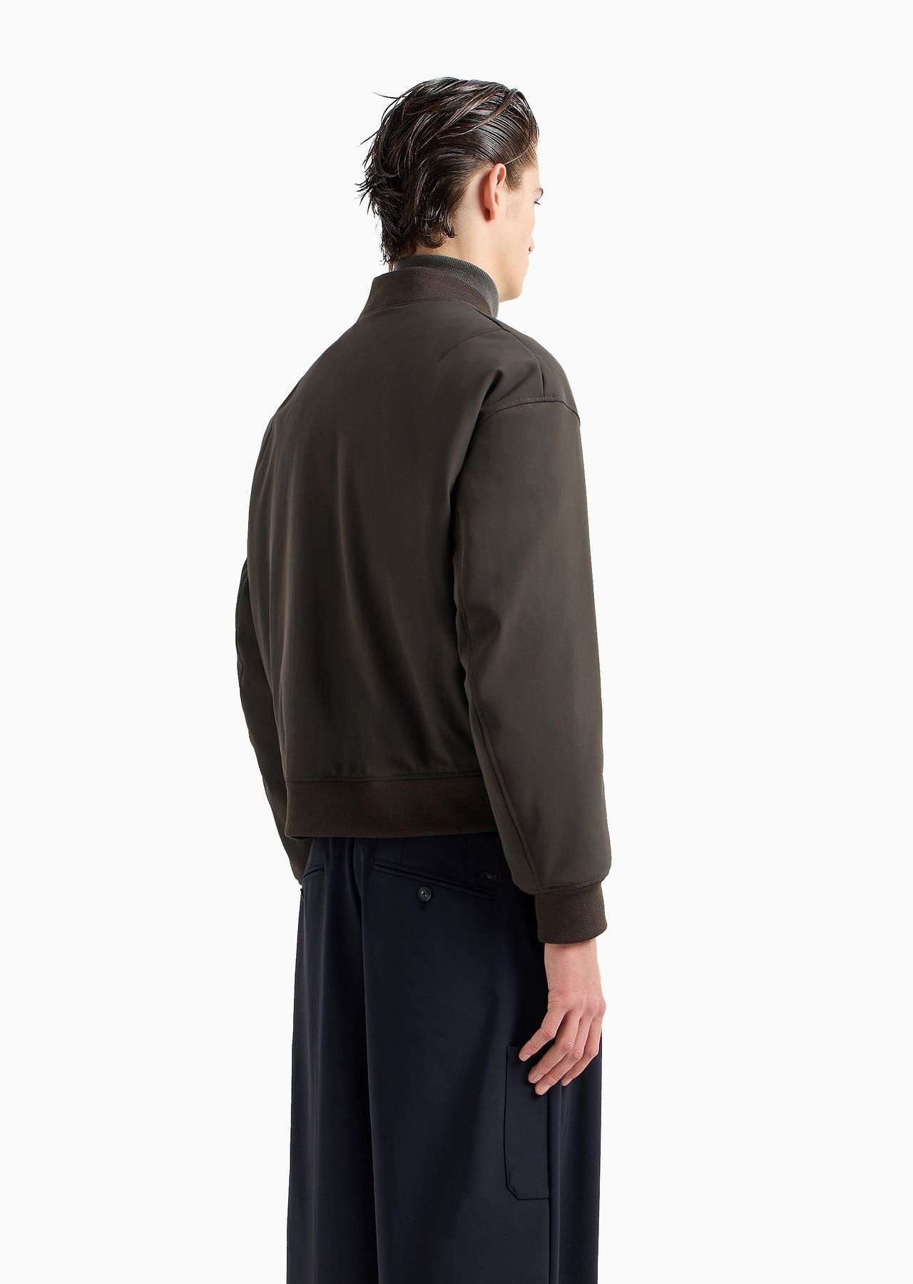 Zipped bomber jacket in technical stretch nylon - 5