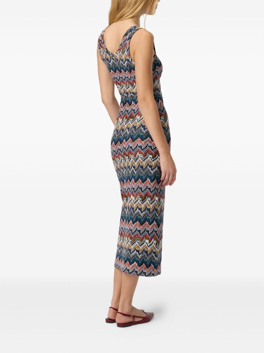 zigzag sleeveless midi dress - 3