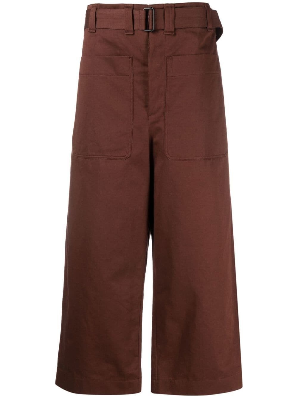 wide-leg cotton-linen trousers - 1