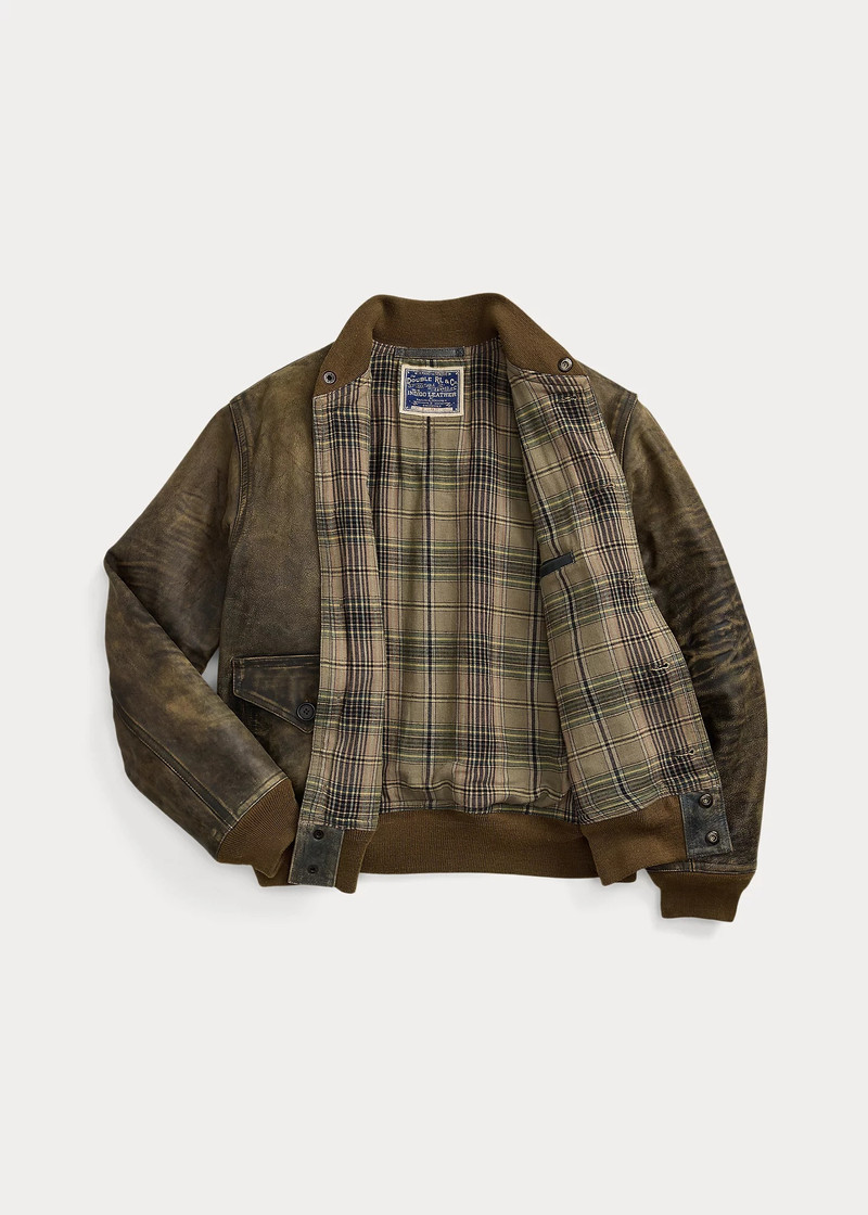 RRL by Ralph Lauren Indigo Leather Bomber Jacket | REVERSIBLE