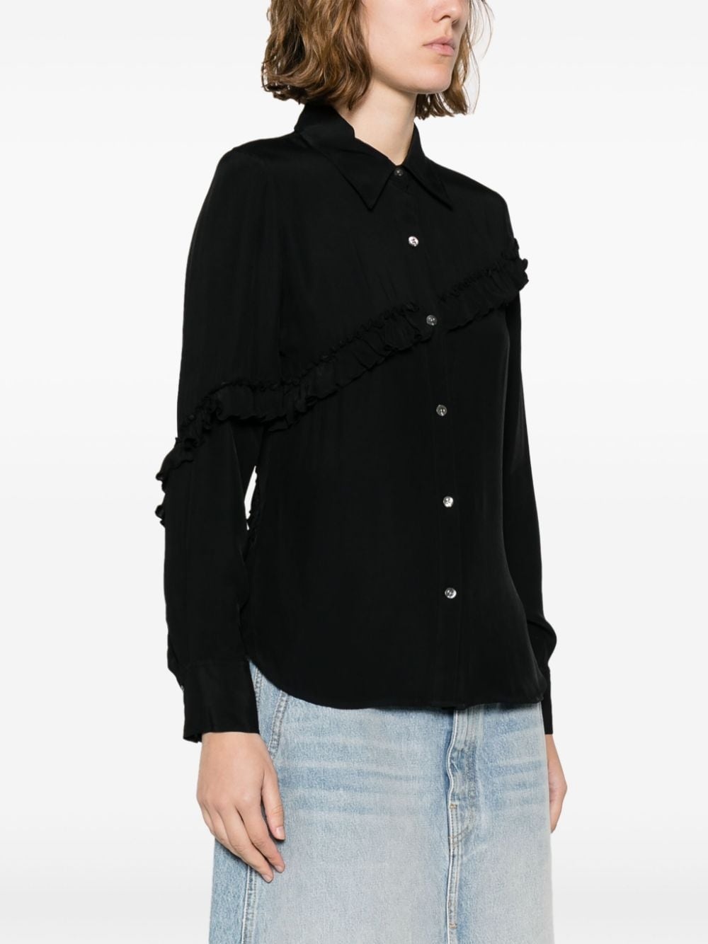 ruffled button-up shirt - 3