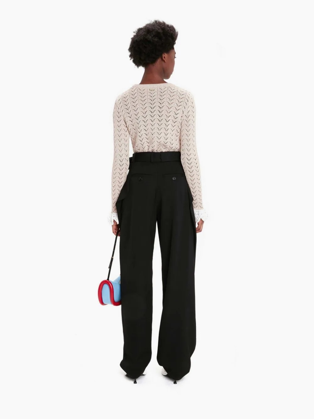 FRILL DETAIL LONG SLEEVE CROCHET EFFECT TOP - 4