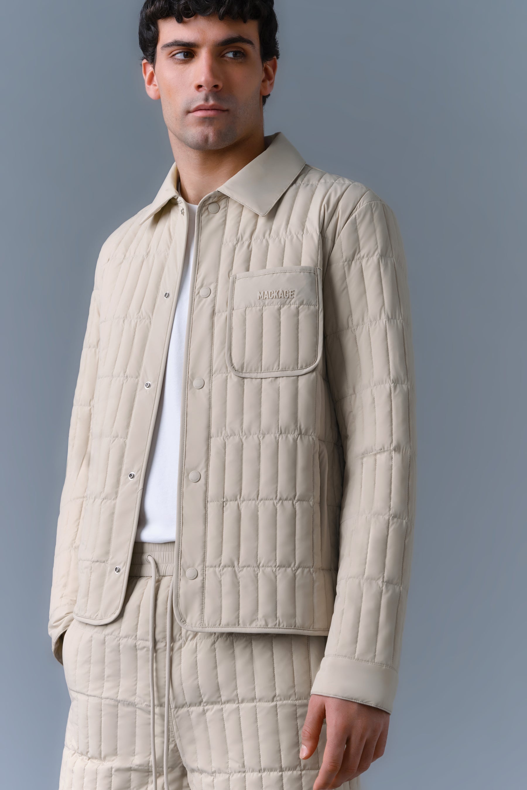 MATEO Vertical Quilted Jacket with Spread Collar - 5