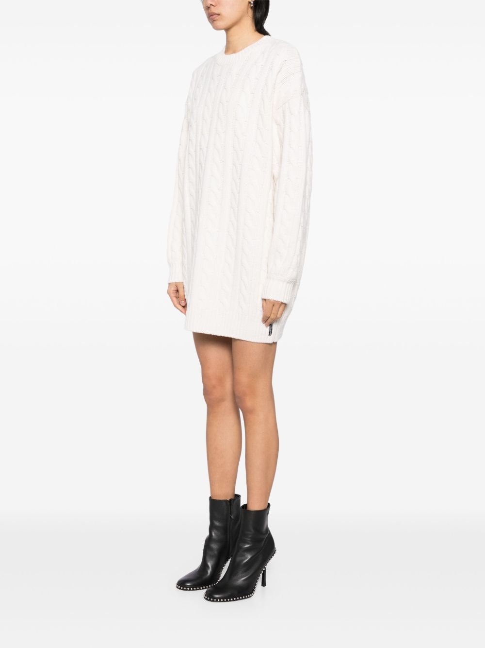 bead-hotfix cable-knit dress - 3
