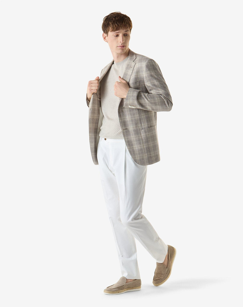 CORNELIANI White single-pleat stretch cotton gabardine trousers outlook