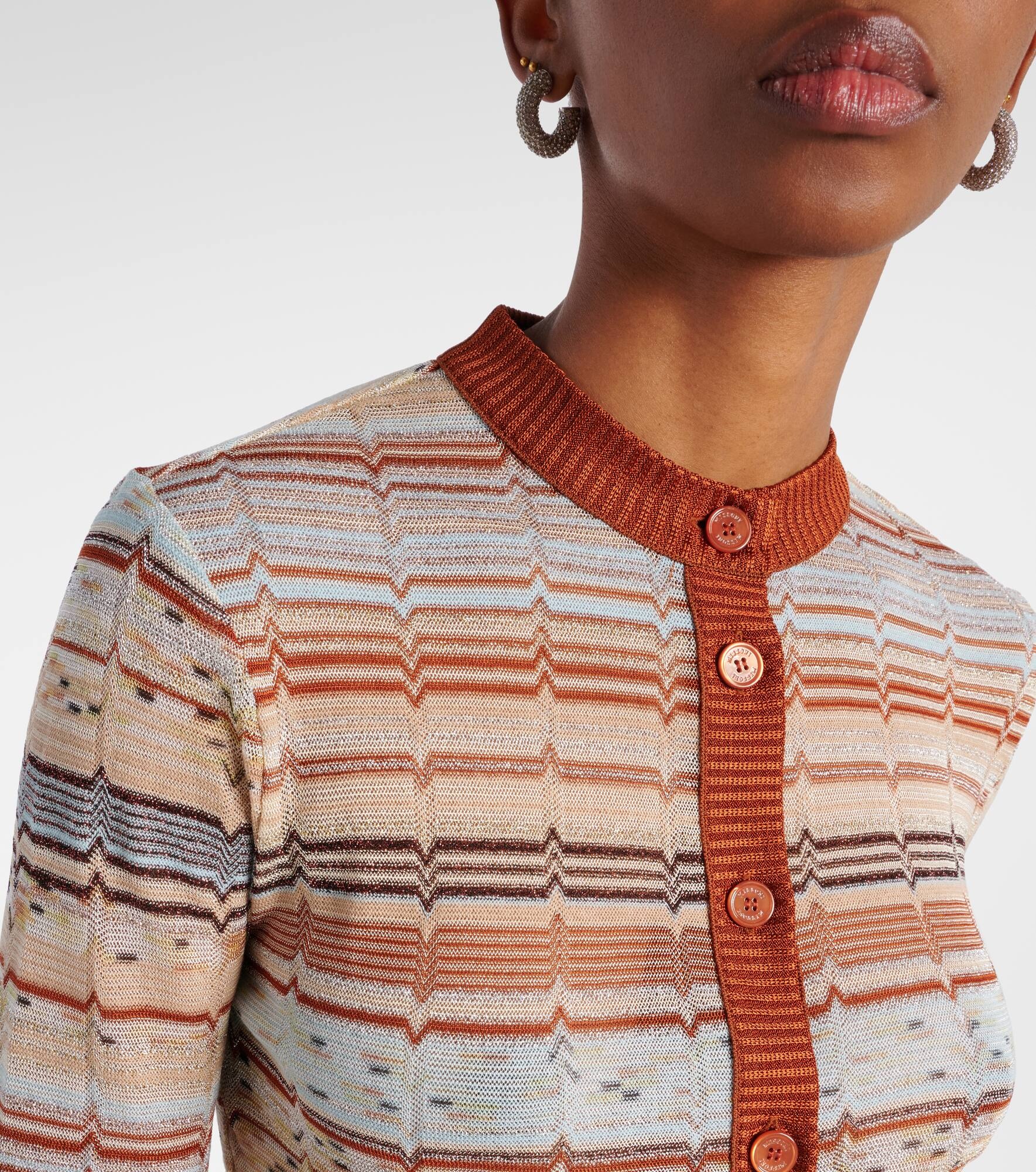 Zigzag lamé cardigan - 4