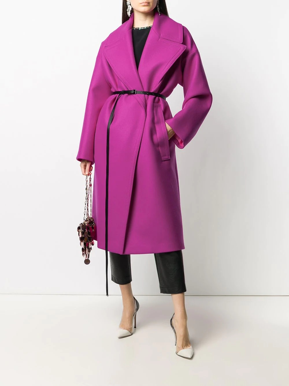 dropped-shoulder wool coat - 2