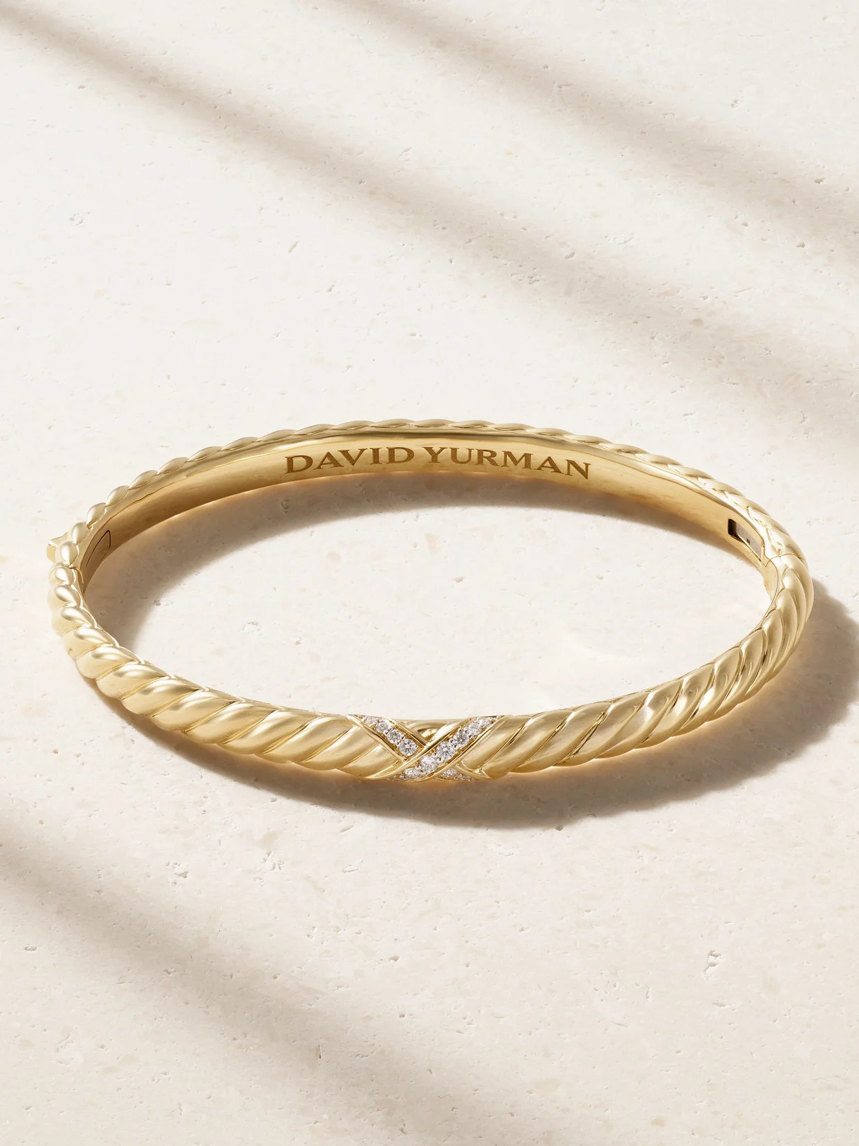 Sculpted Cable 18-karat Gold Diamond Bangle - 1