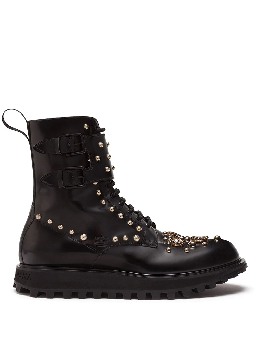 embellished stud and stone boots - 1