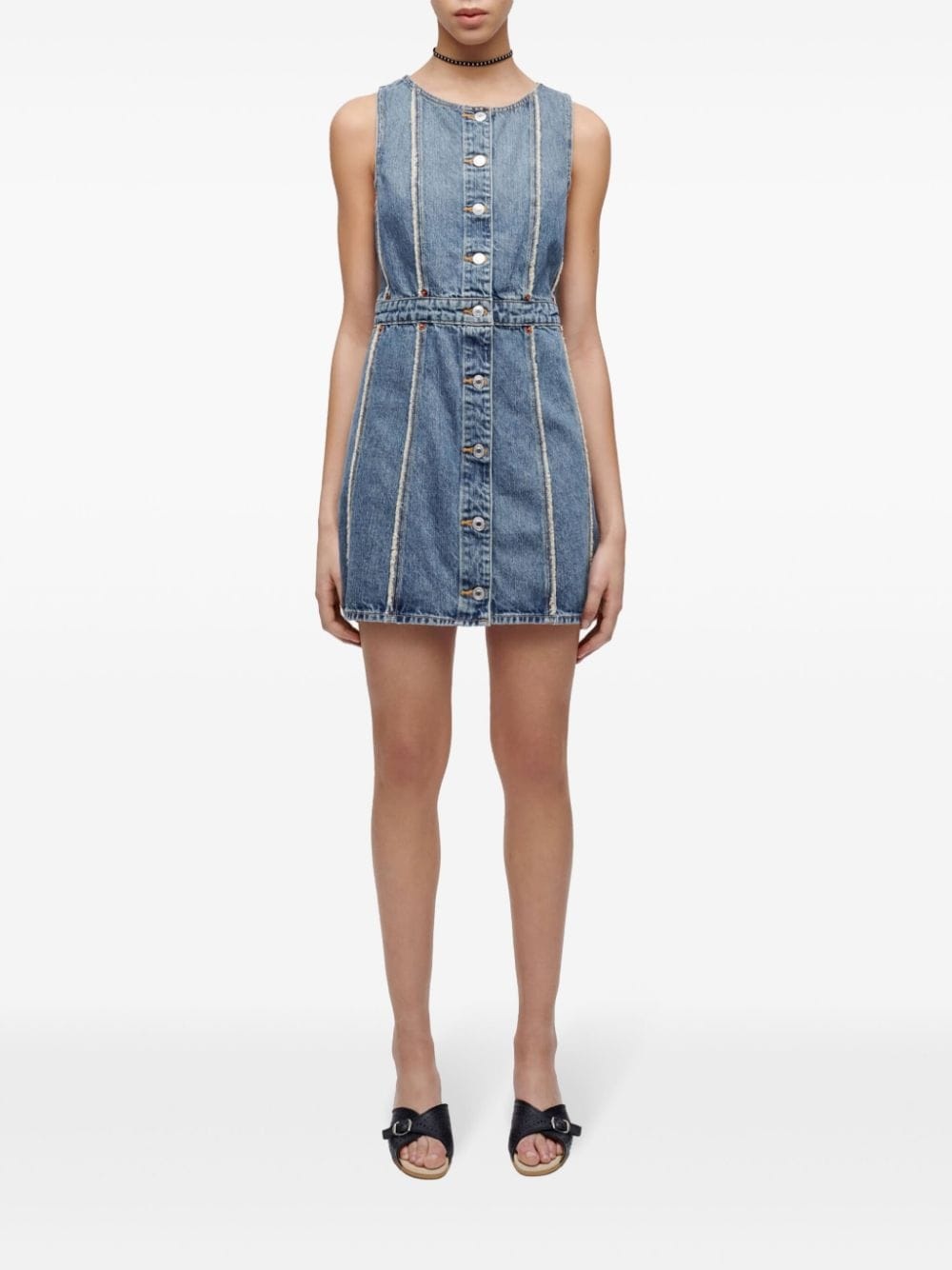 frayed denim minidress - 2