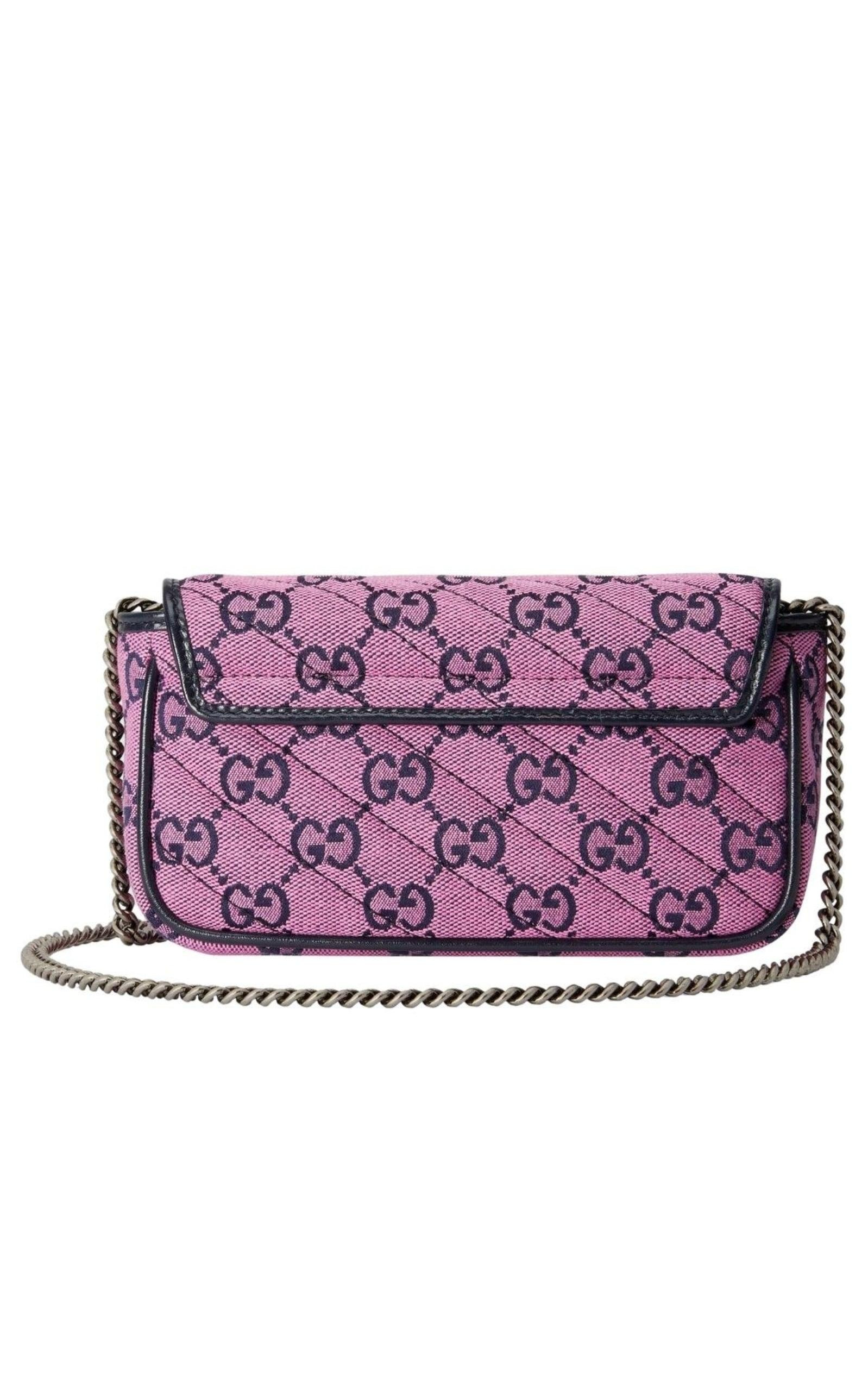 GG Marmont Pink Embroidery Super Mini Bag - 4