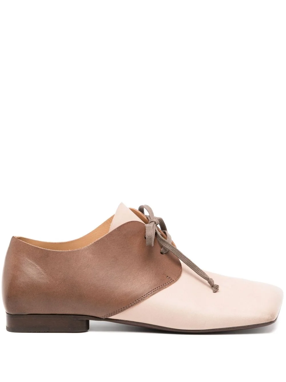 square-toe leather flats - 1