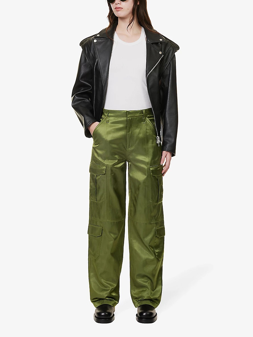 Cailyn Japanese Satin Cargo Pant - Army Green