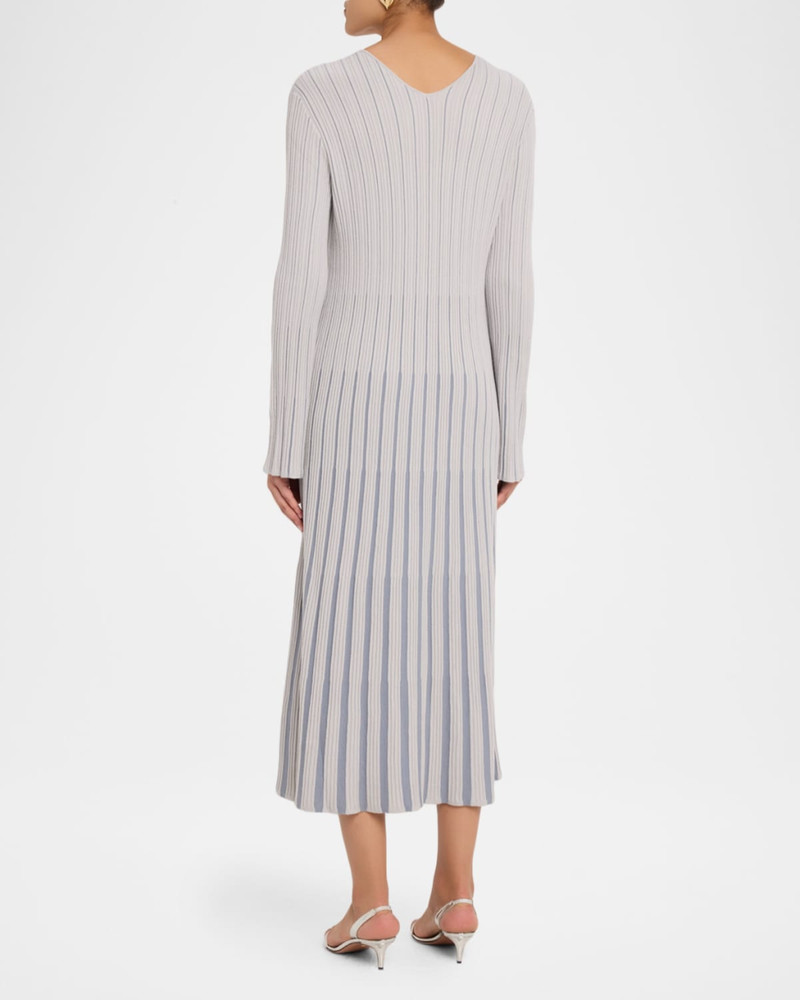 Long-Sleeve V-Neck Midi Dress 3
