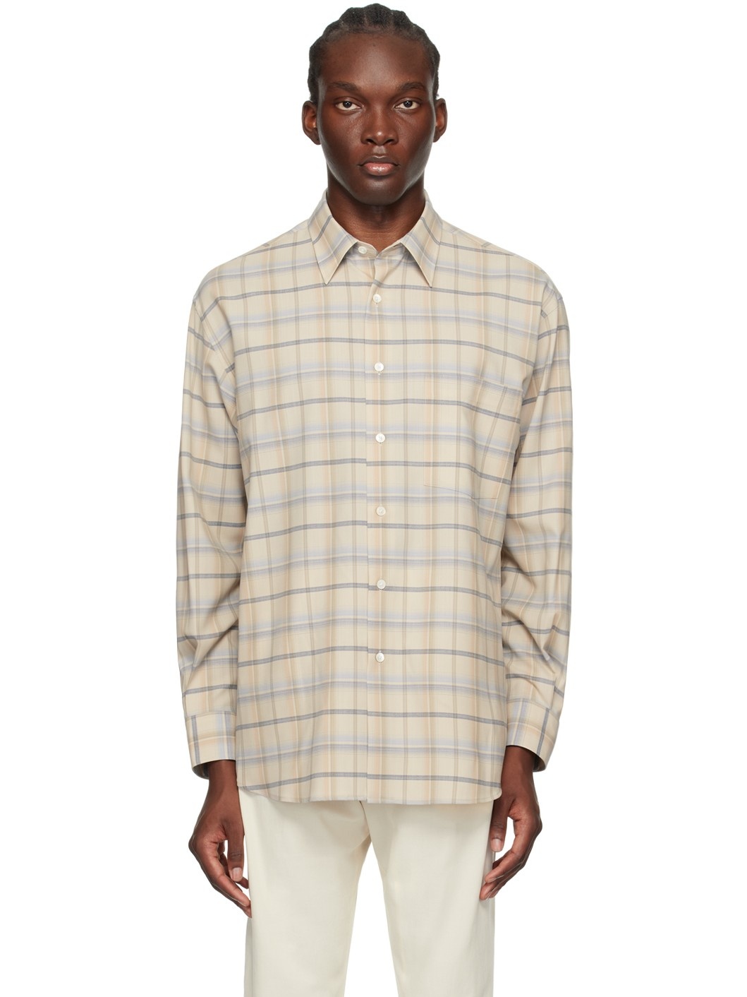 Beige Check Shirt - 1