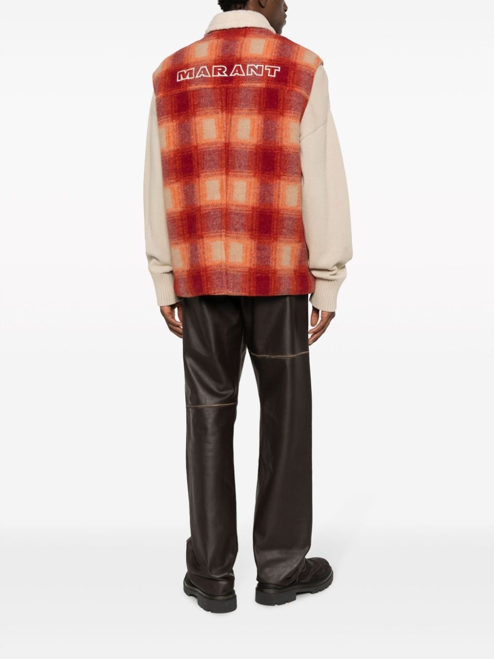 Kiraneo logo-embroidered plaid-check gilet - 2