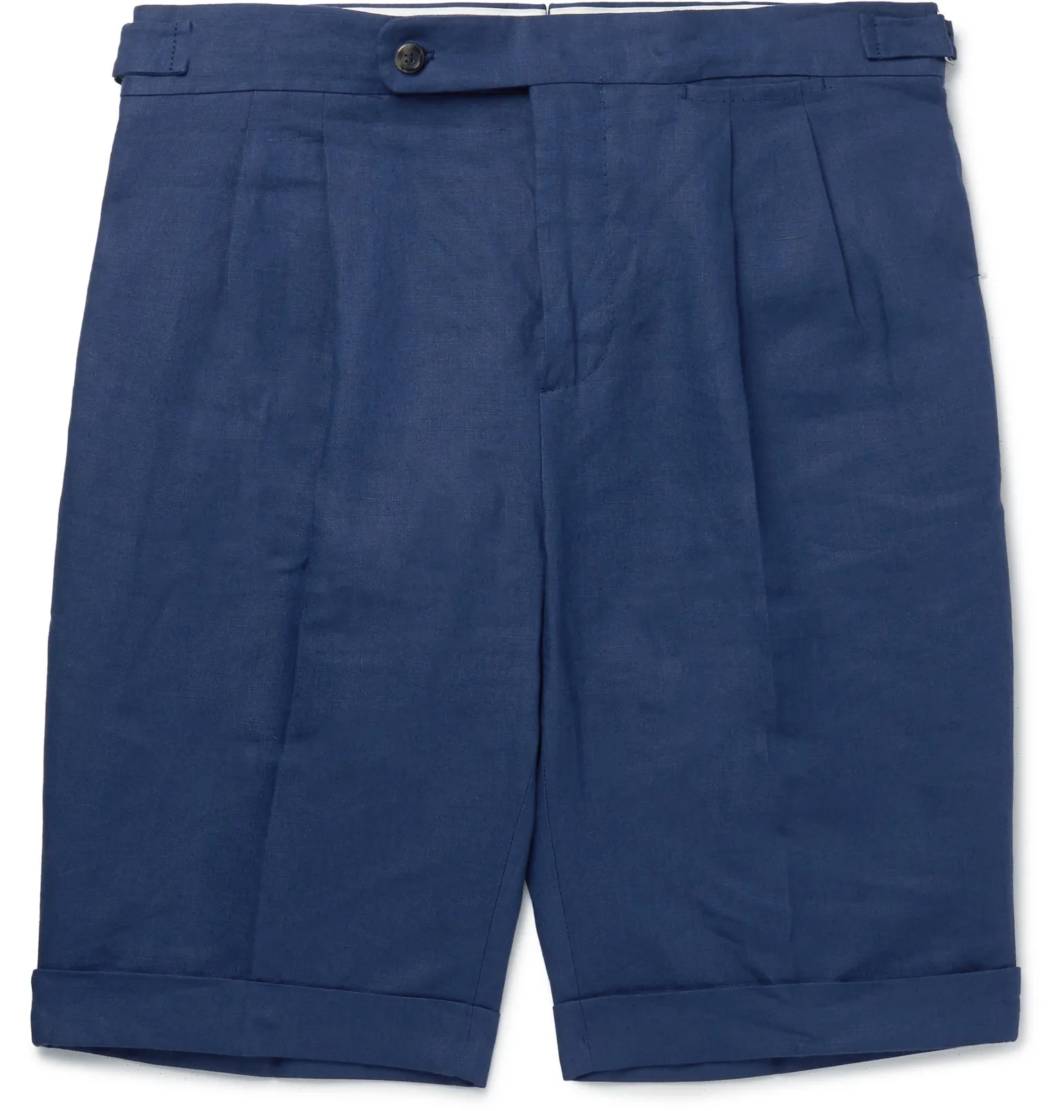 Slim-Fit Pleated Linen Shorts - 1