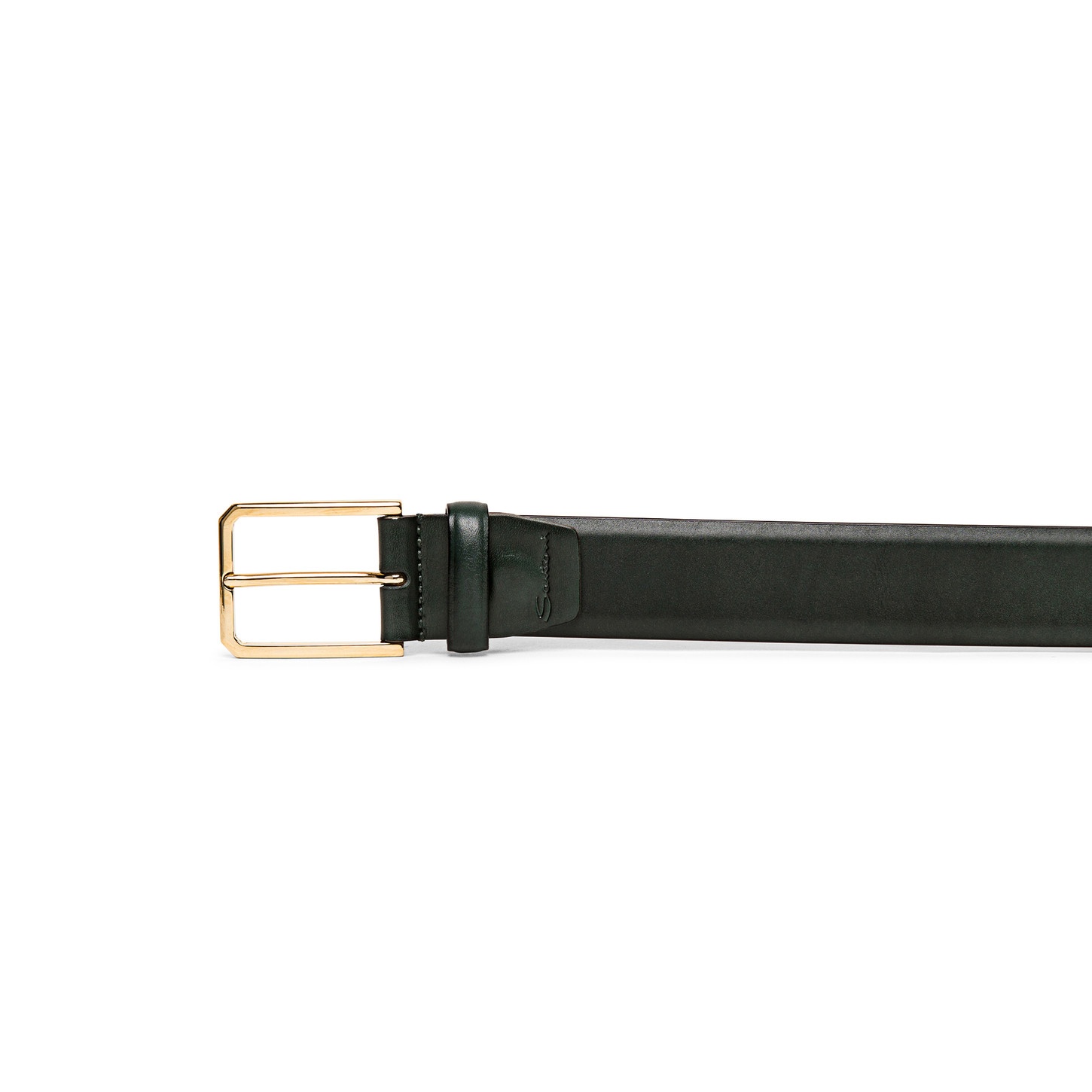 Men’s green leather adjustable belt - 3