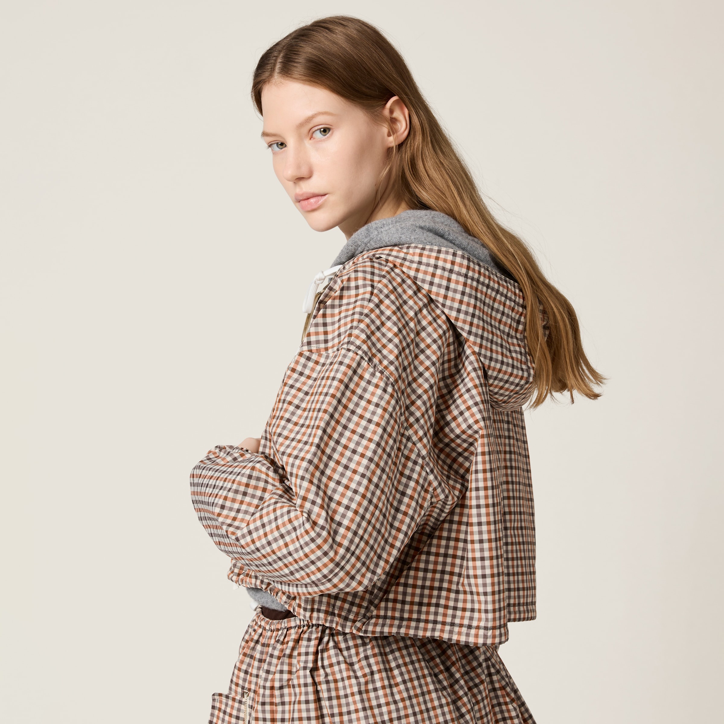 Vichy check technical fabric blouson jacket - 5