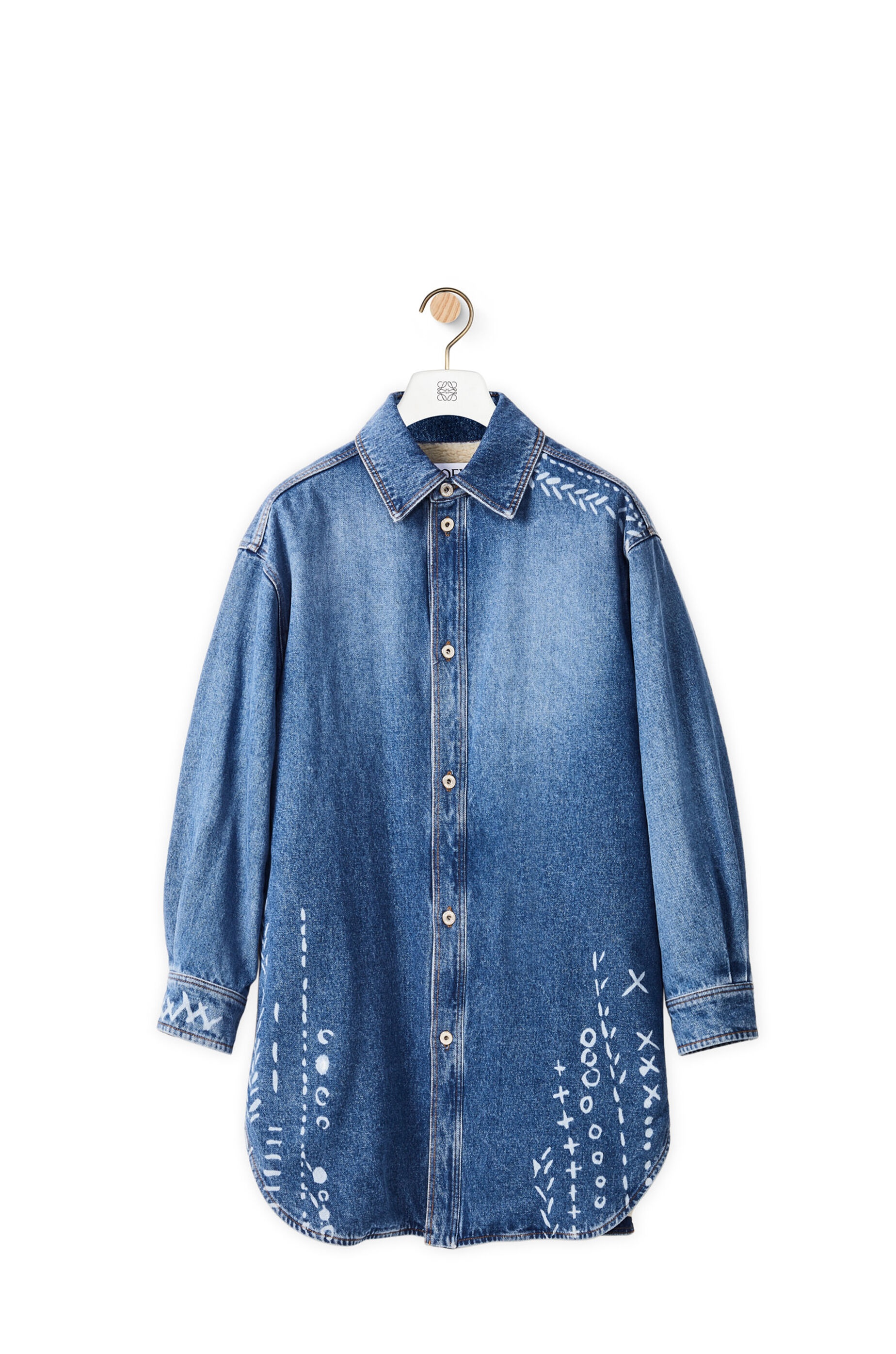 Printed oversize denim overshirt in cotton - 1