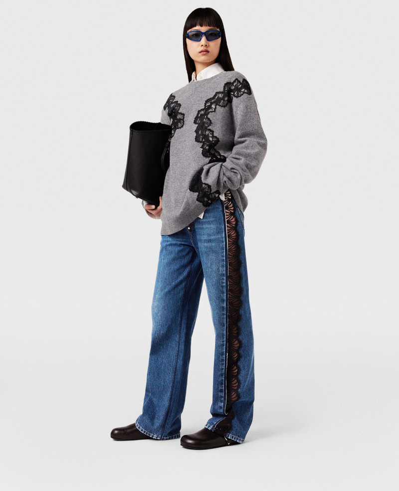 Lace Insert Long Sleeve Sweater 1