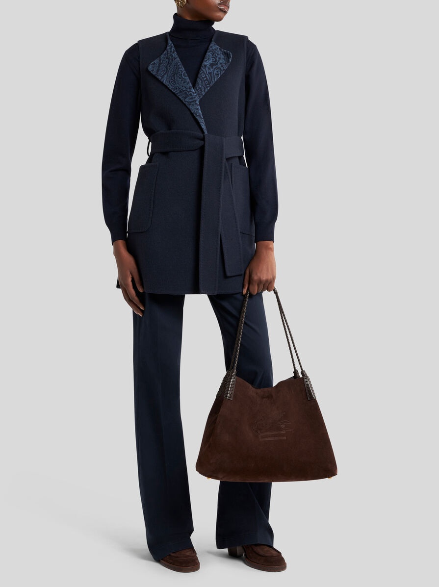 LONG WOOL AND CASHMERE JACQUARD WAISTCOAT - 3