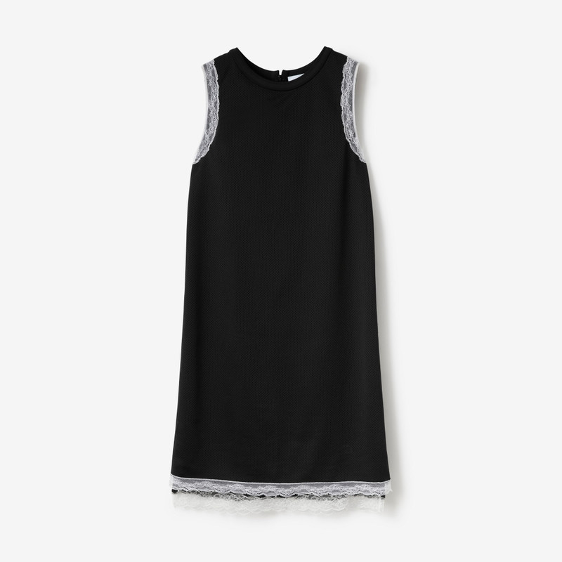 Sleeveless Lace Trim Mesh Dress - 1