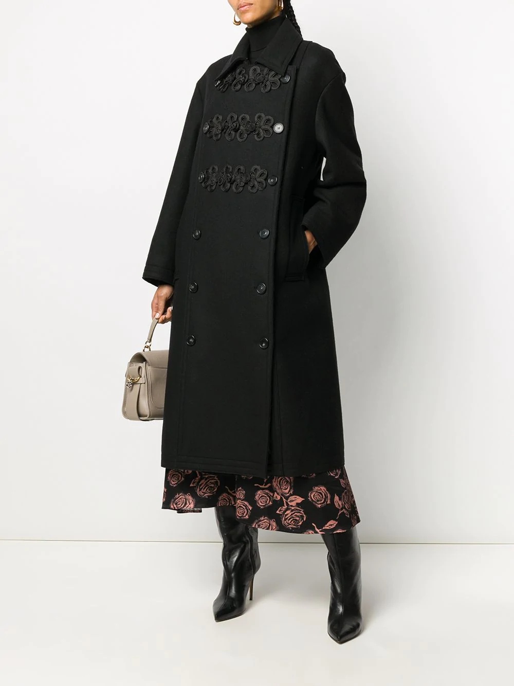 embroidered detail coat - 2