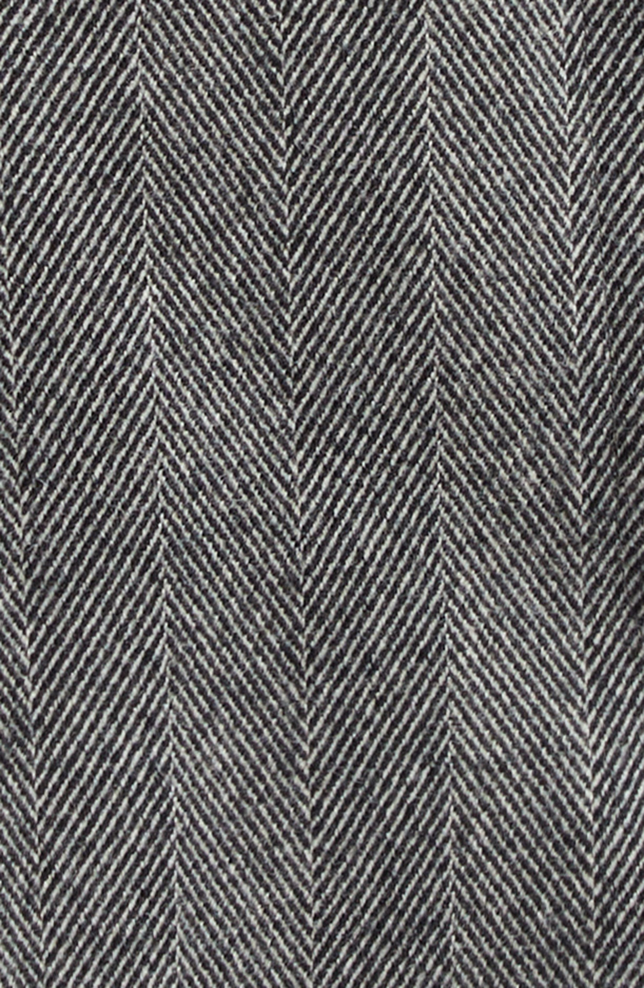 FERRAGAMO Herringbone Virgin Wool Blend Wide Leg Trousers in Nero/White Sand at Nordstrom - 7