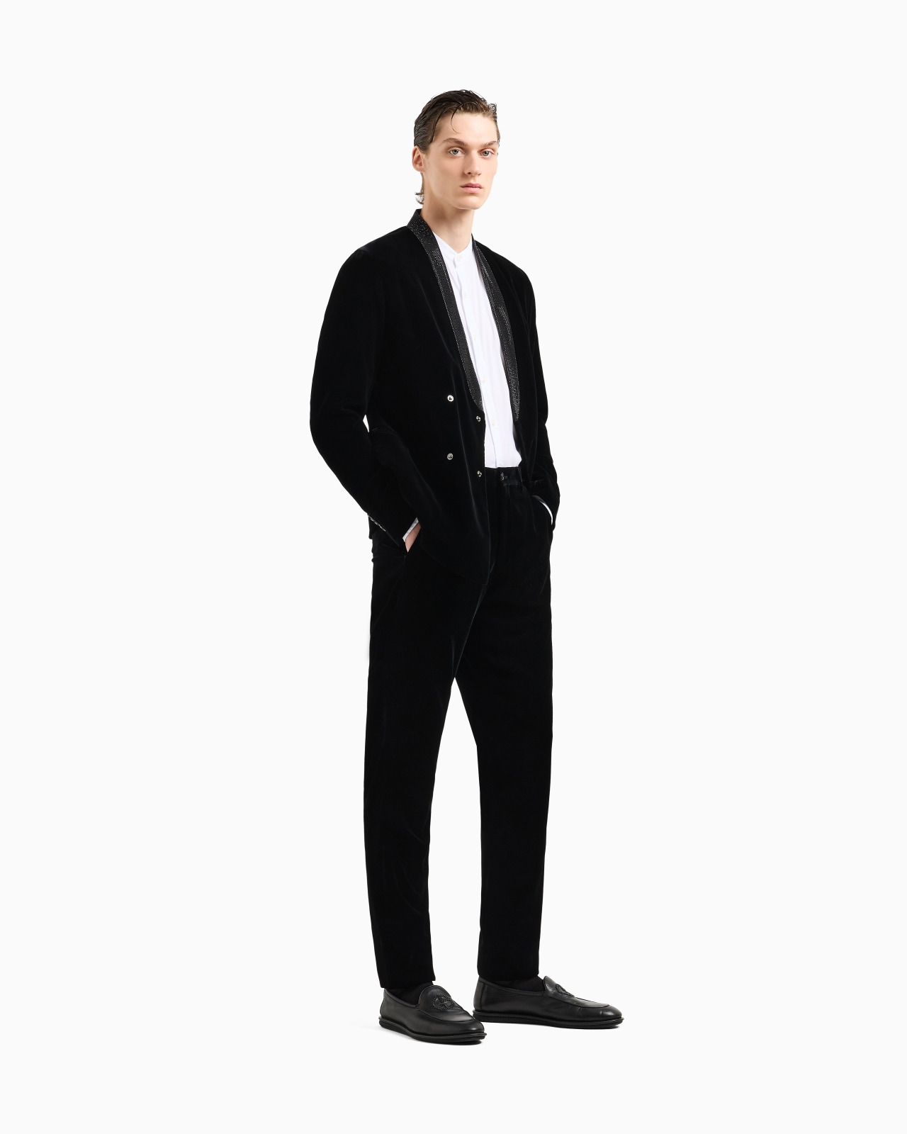 Double-breasted Giorgio’s jacket in stretch velvet - 2