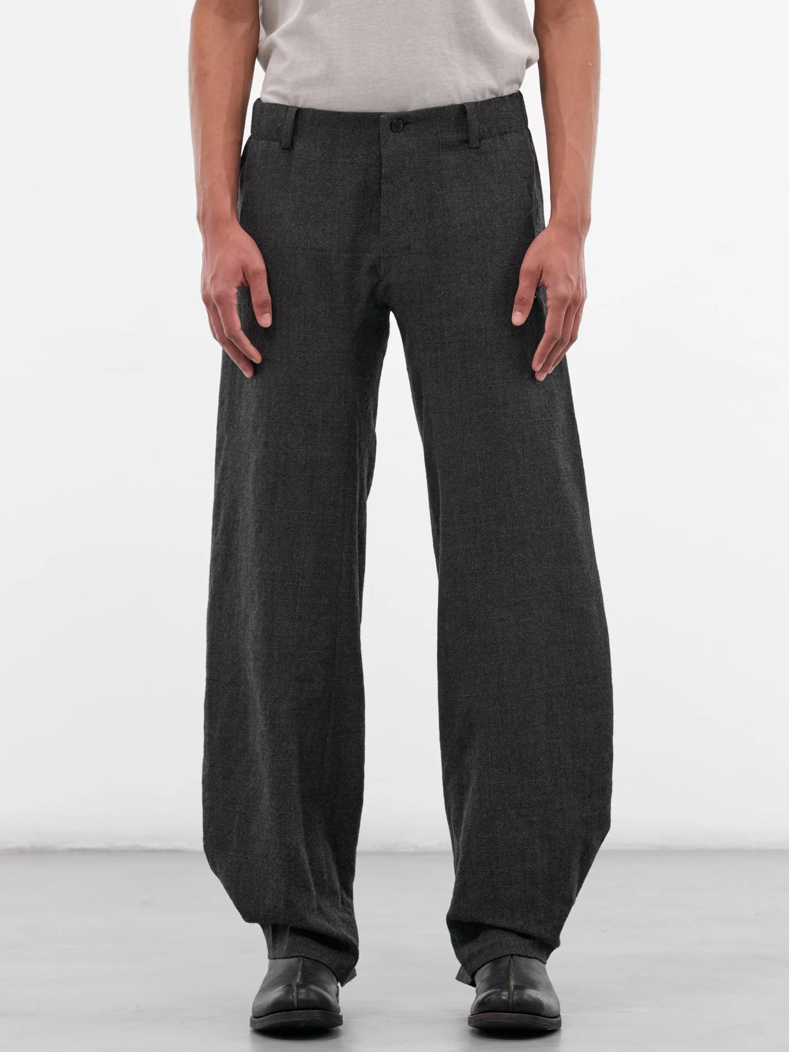 Wool 3-Pocket Buttoned Leg Trousers - 1