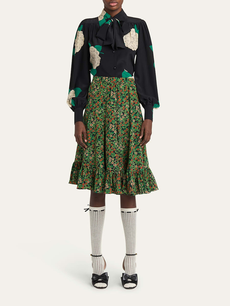 Valentino Petales Damour Margherita Ruffle Skirt outlook