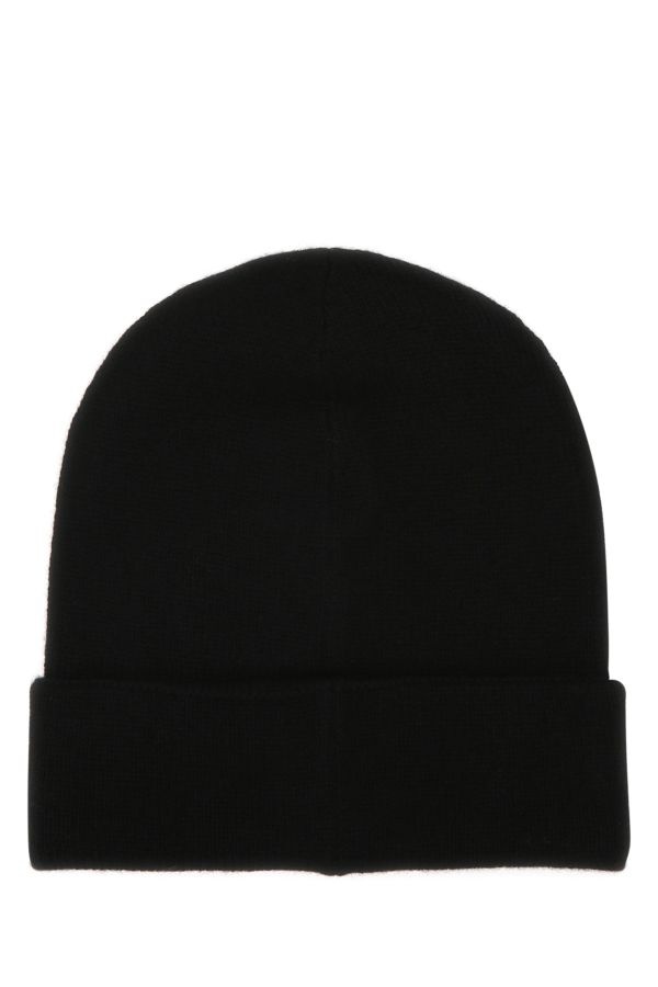 Black cashmere beanie hat - 2