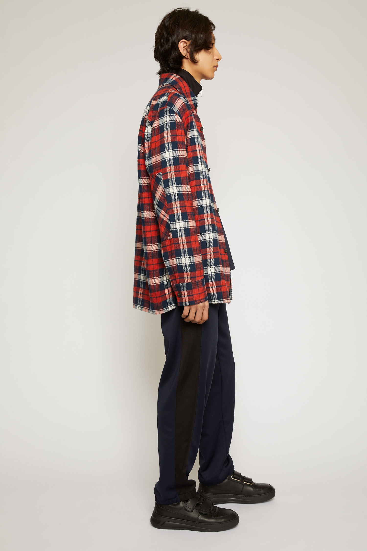 Face patch flannel overshirt red/navy - 3