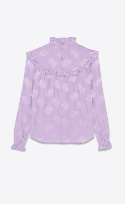 SAINT LAURENT blouse in matte and shiny floral prairie silk outlook